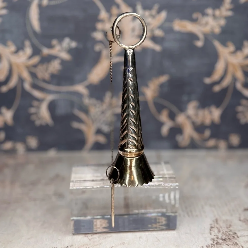 Vintage Posy Holder Silver Tone Bouquet Holder Chain Pin Estate